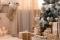 The image shows a living room at Christmas time.