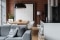 The image shows an industrial living room.